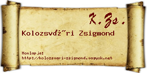 Kolozsvári Zsigmond névjegykártya
